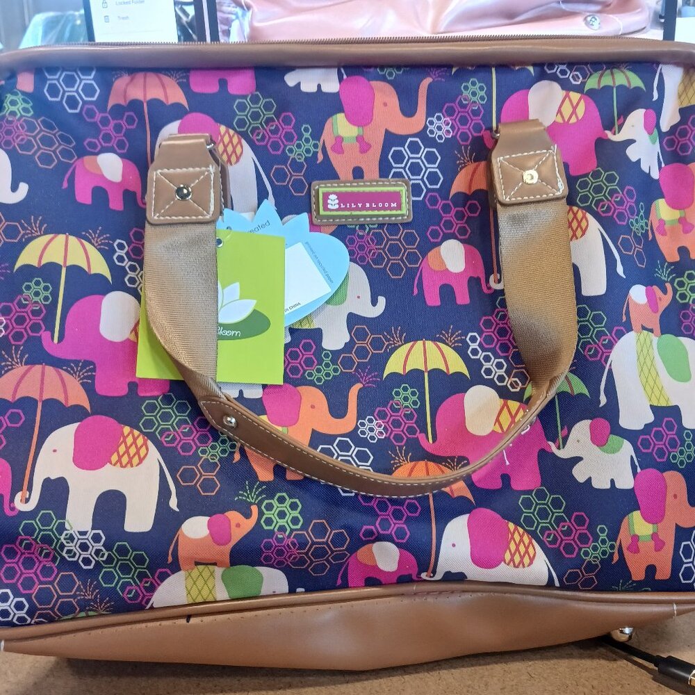 Lily Bloom Luggage Suitcase Duffel Carry-On Bag 17-3/4'' Elephant Rain